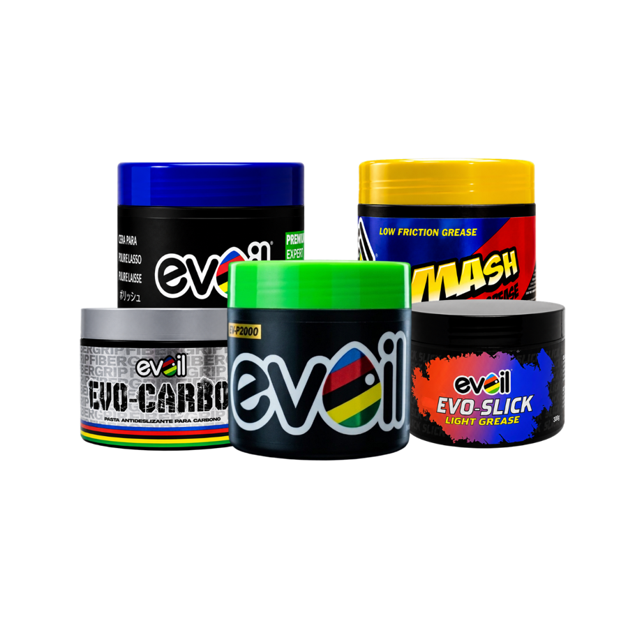 Linha de graxas Evoil: P2000, P1000, Smash, Evo-Carbon e Evo-Slick